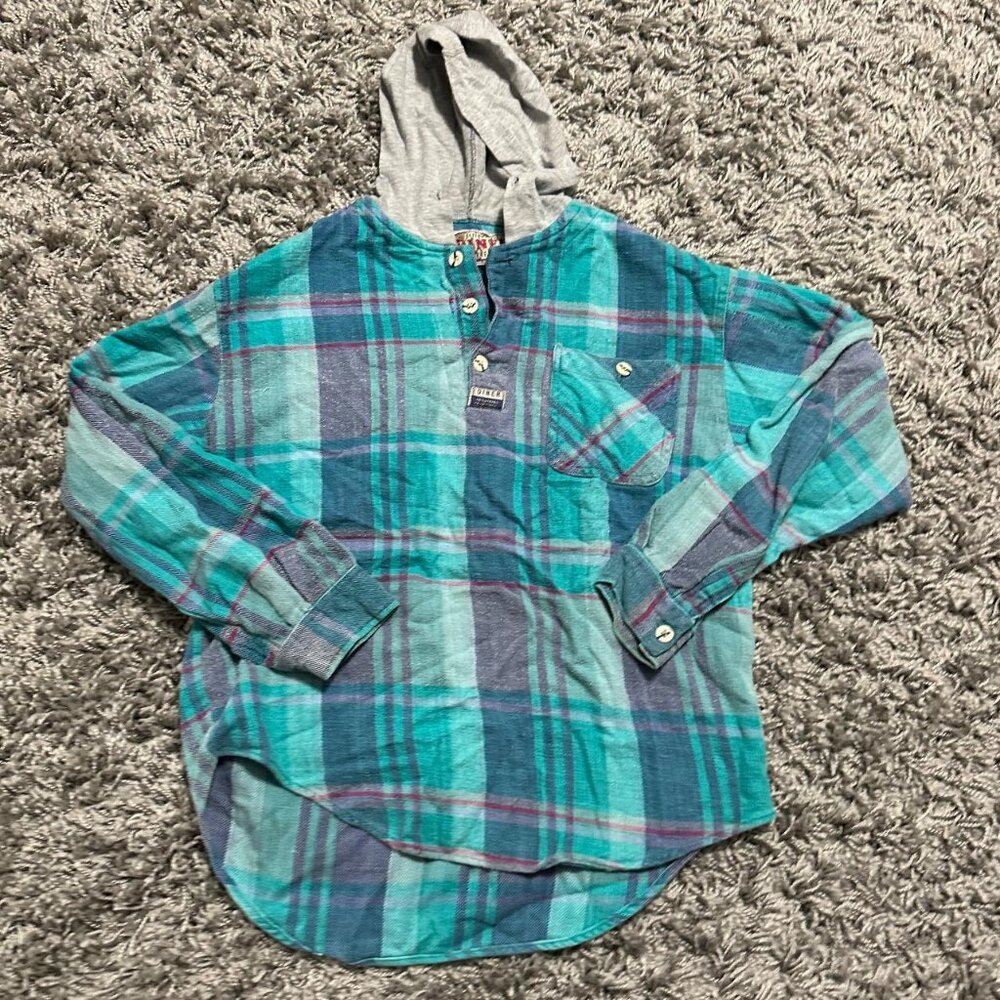 Vintage 80s Flannel Hoodie Granola Girl Core Size S